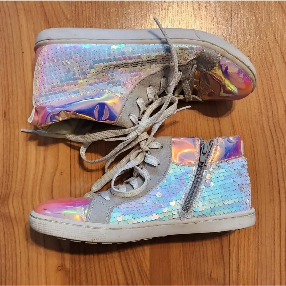 Justice Girls Sneakers sz6 Sequin EUC